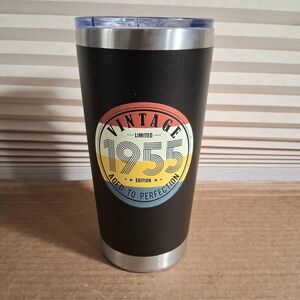 Vintage 1955 Black Stainless Steel Tumbler 20oz With Lid